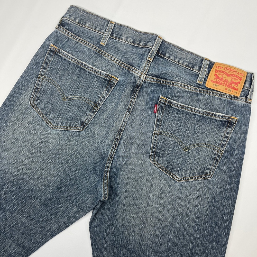 Levi's 559 Relaxed Straight Jeans Blue 38x34 Mid Wash Denim Workwear Streetwear